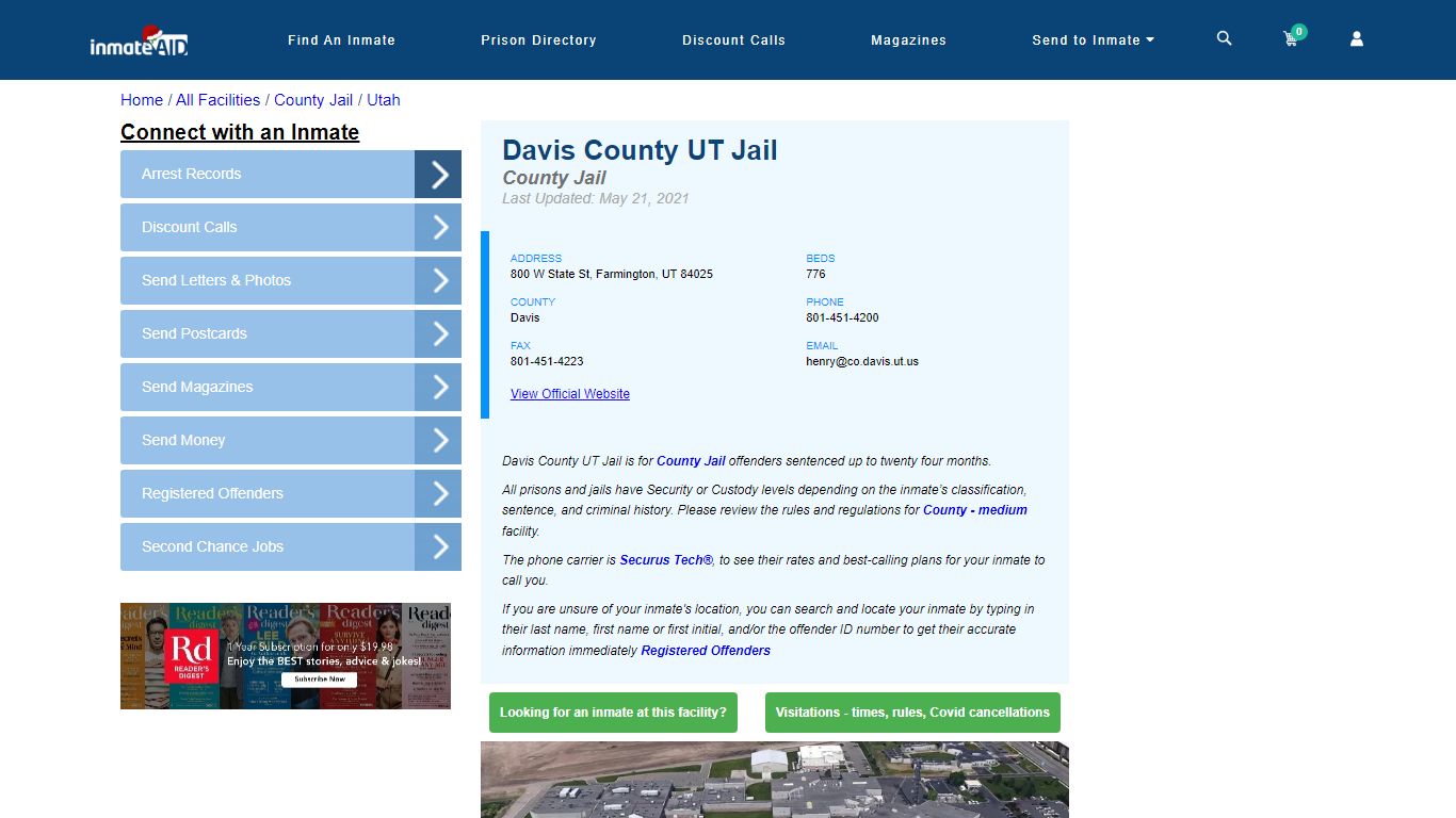 Davis County UT Jail - Inmate Locator - Farmington, UT