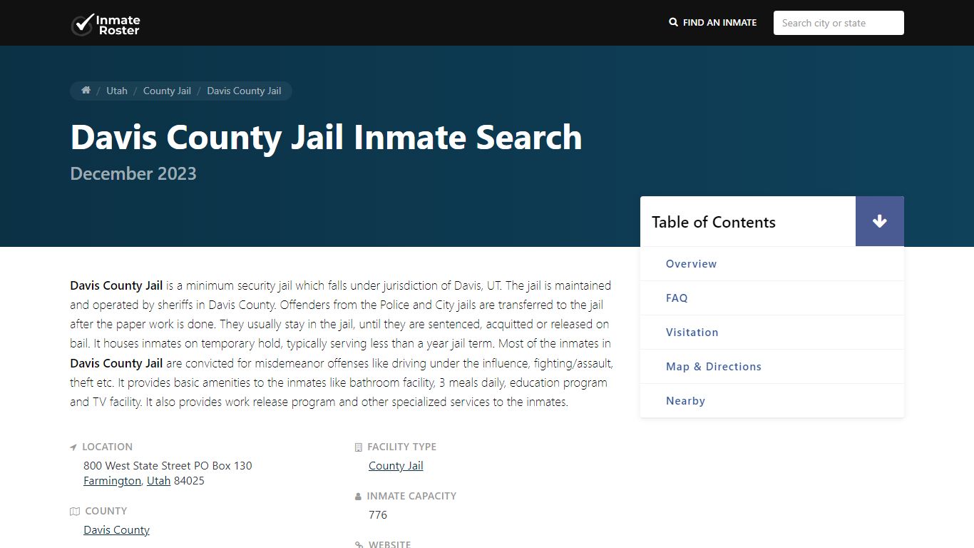 Inmate Search | Davis County Jail - Farmington, UT